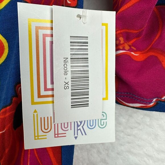 Lularoe Nicole Fit & Flare Midi Dress Sz XS Floral Tropical Hawaiian Resort NWT - Picture 7 of 9